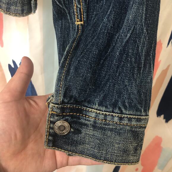 American Eagle Distressed Denim Jean Jacket Size Medium - Picture 10 of 14